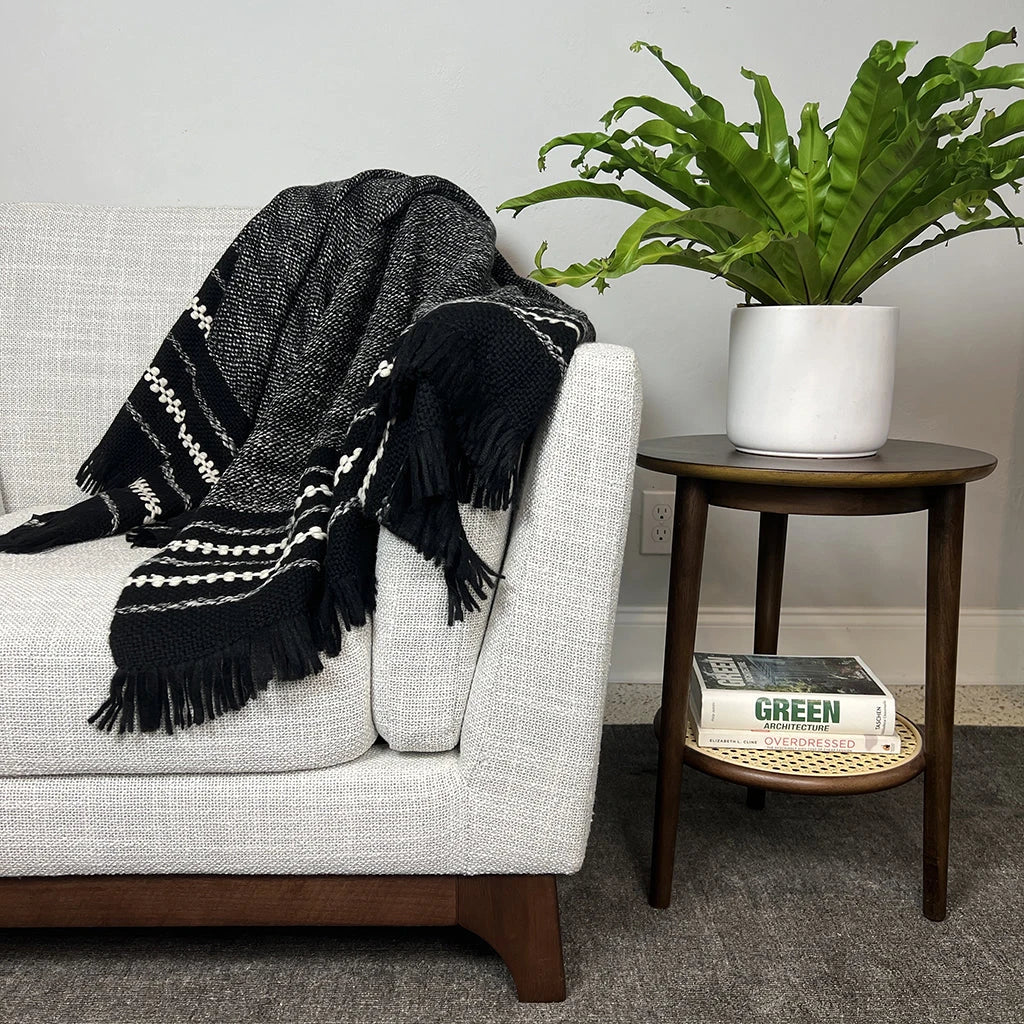 Black Chunky Alpaca Blanket and Throw