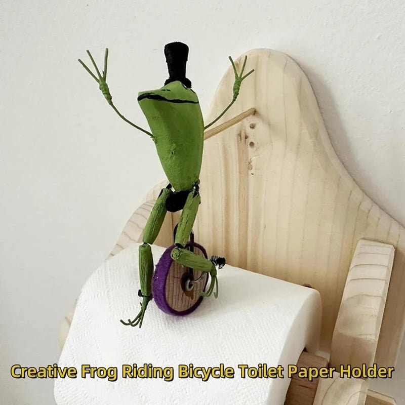 Creative Frog Riding Bicycle Toilet Paper Holder - Wall Mounted Frog Roll Paper Holder - Cosas y Punto