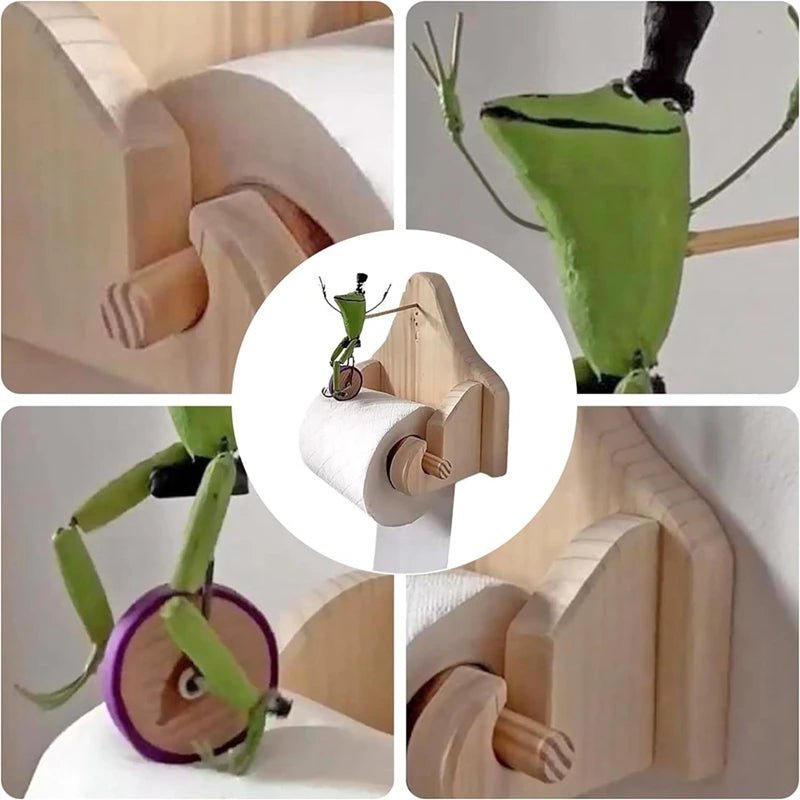 Creative Frog Riding Bicycle Toilet Paper Holder - Wall Mounted Frog Roll Paper Holder - Cosas y Punto
