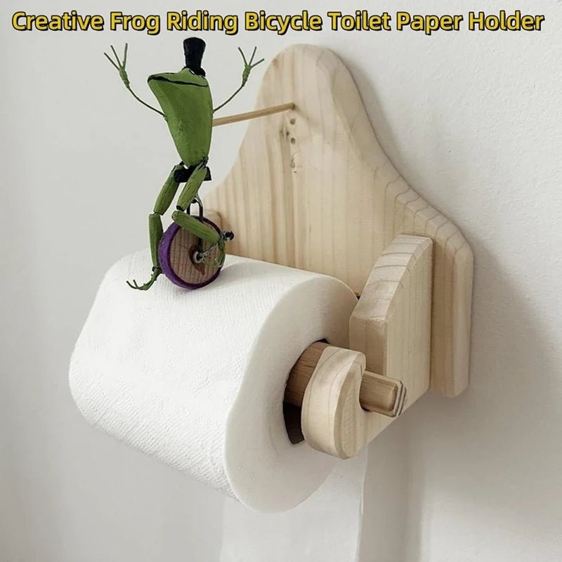 Creative Frog Riding Bicycle Toilet Paper Holder - Wall Mounted Frog Roll Paper Holder - Cosas y Punto
