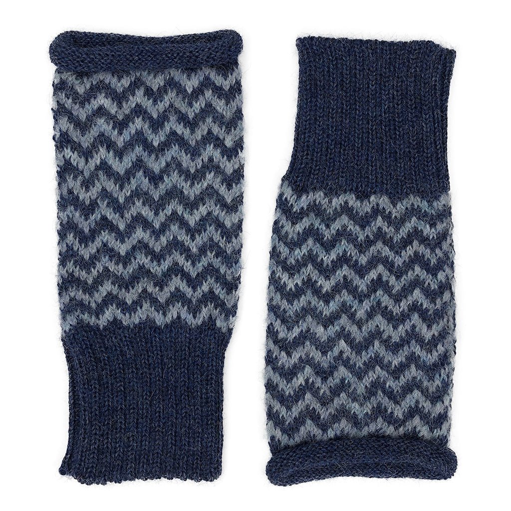 Azul Chevron Knit Alpaca Gloves - Cosas y Punto