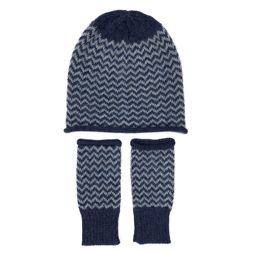 Azul Chevron Knit Alpaca Gloves - Cosas y Punto