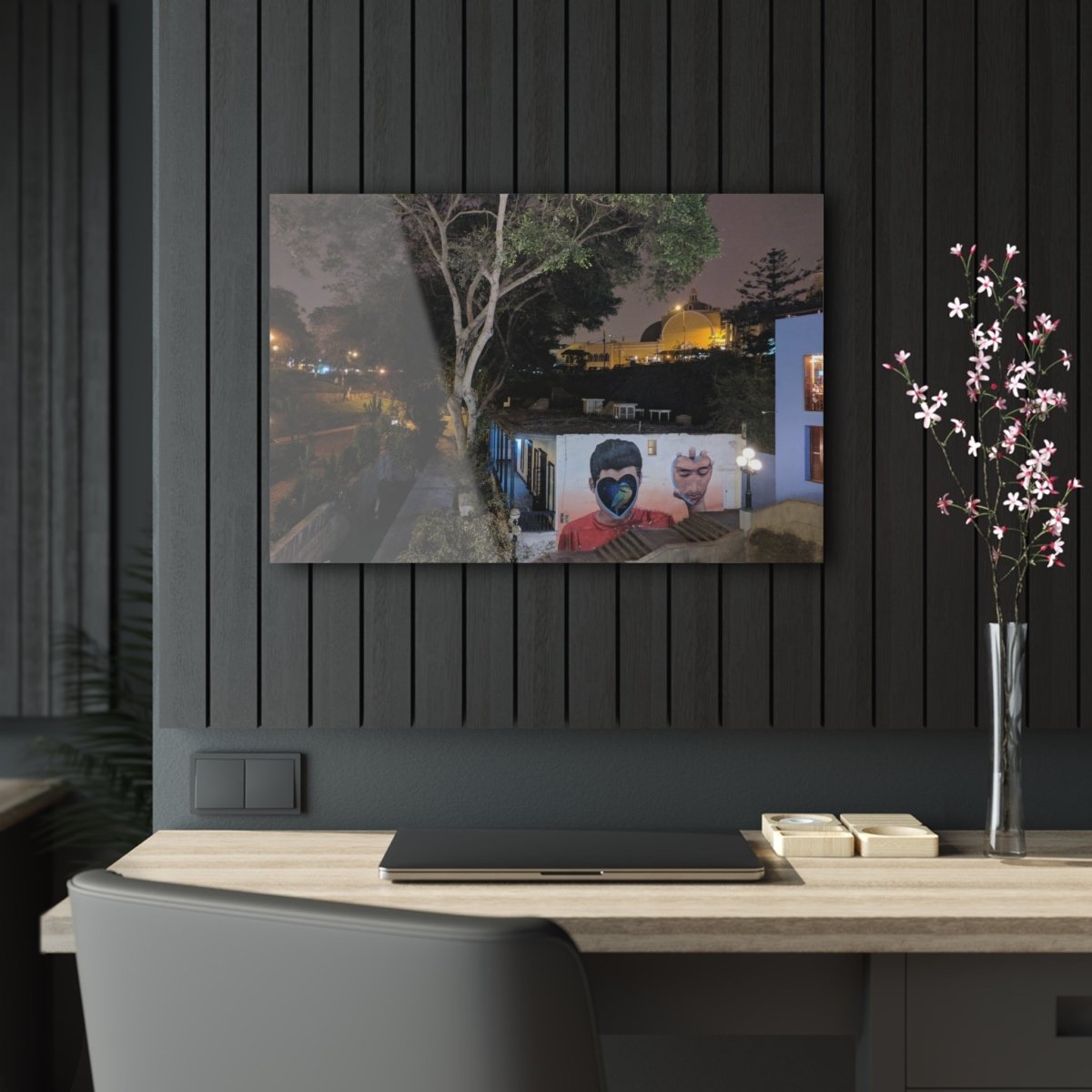 Barranco, Lima Peru by night on Acrylic Glass Wall Art - Cosas y Punto