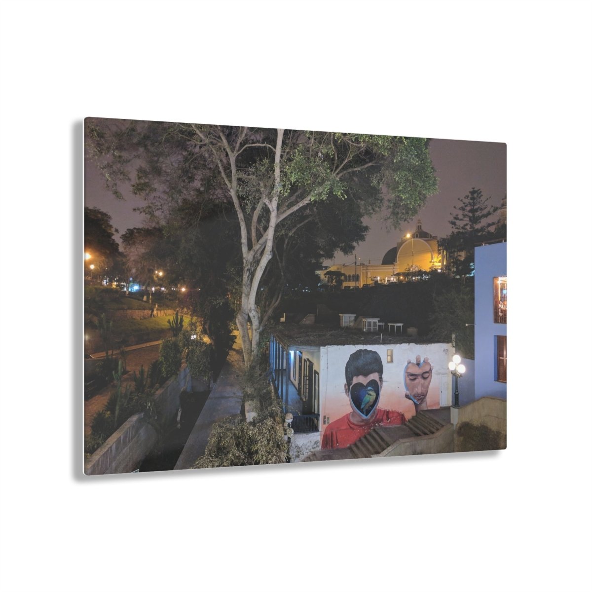 Barranco, Lima Peru by night on Acrylic Glass Wall Art - Cosas y Punto