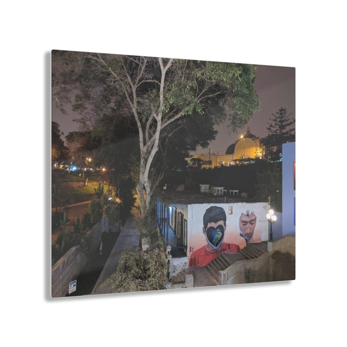 Barranco, Lima Peru by night on Acrylic Glass Wall Art - Cosas y Punto