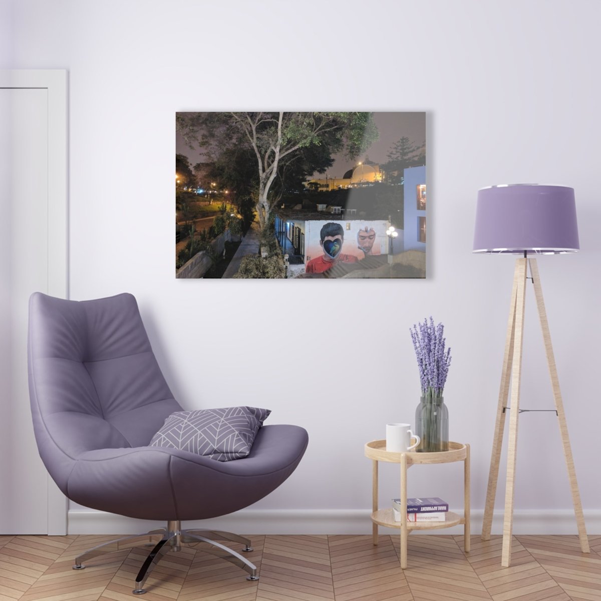 Barranco, Lima Peru by night on Acrylic Glass Wall Art - Cosas y Punto
