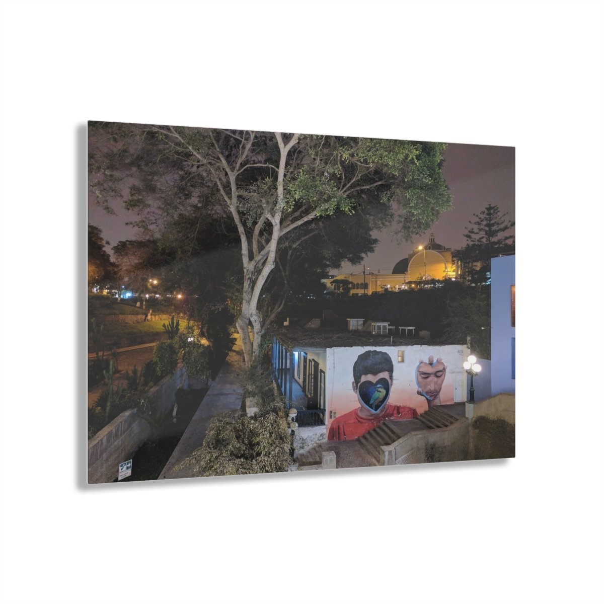 Barranco, Lima Peru by night on Acrylic Glass Wall Art - Cosas y Punto