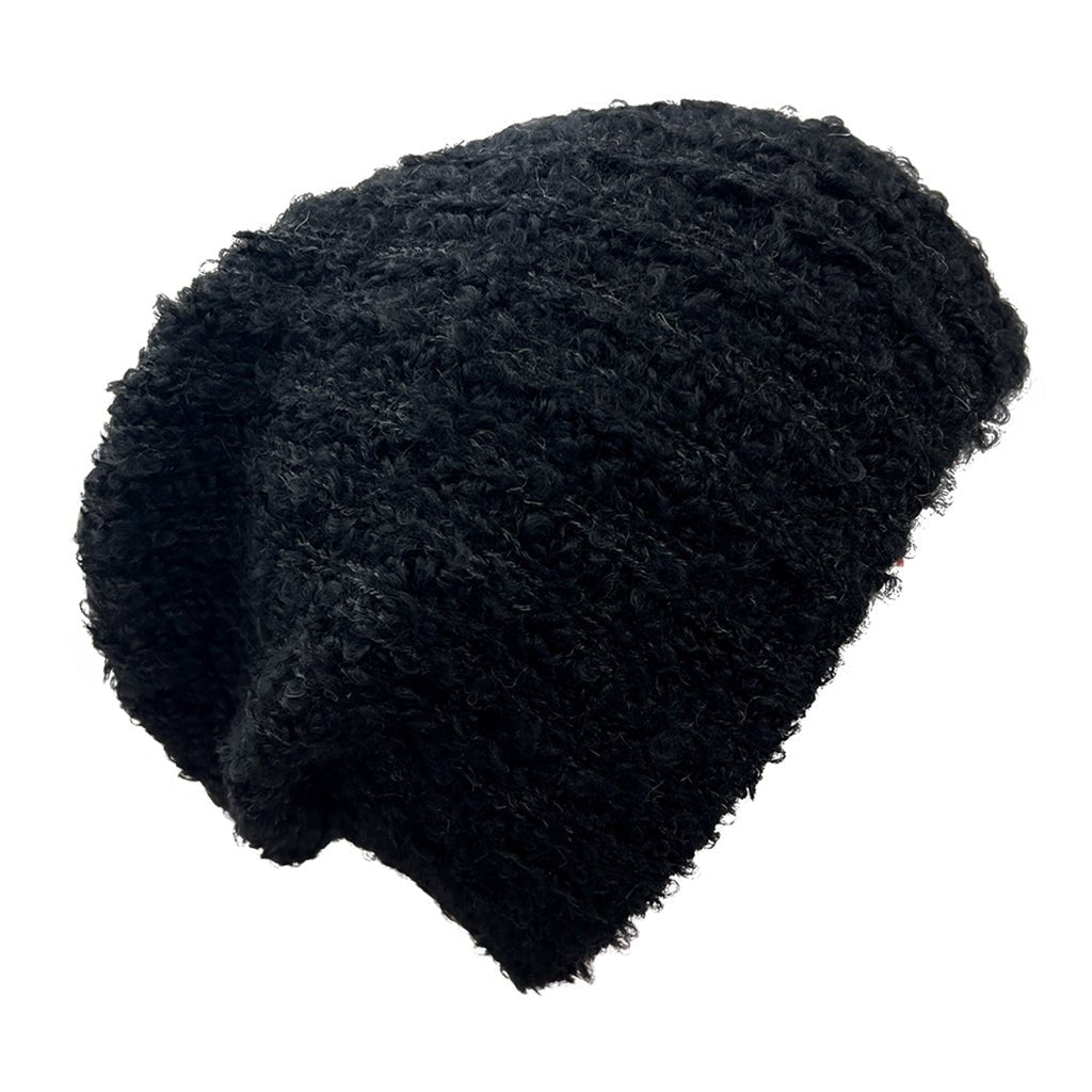 Black Loop Knit Alpaca Beanie - Cosas y Punto