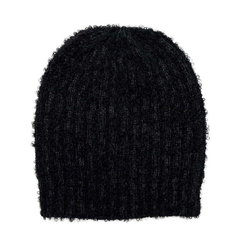 Black Loop Knit Alpaca Beanie - Cosas y Punto
