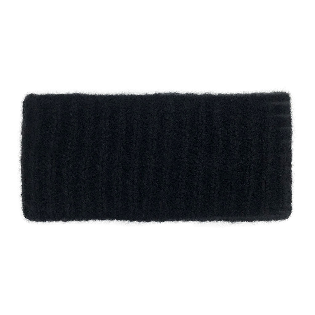Black Ribbed Alpaca Ear Warmer - Cosas y Punto