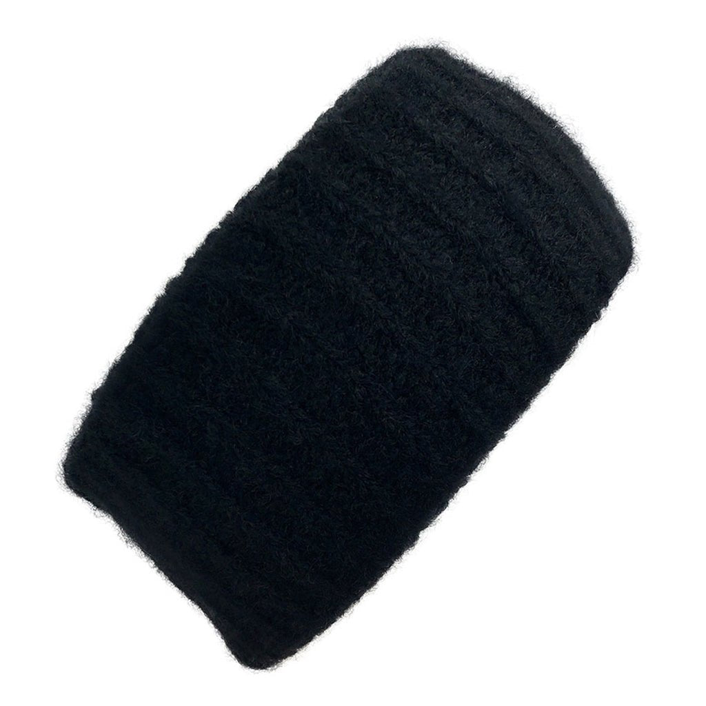 Black Ribbed Alpaca Ear Warmer - Cosas y Punto