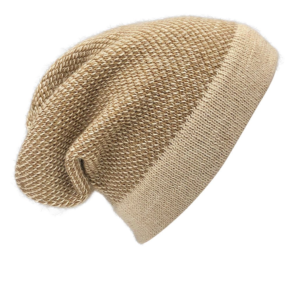 Camel Interwoven Alpaca Beanie - Cosas y Punto