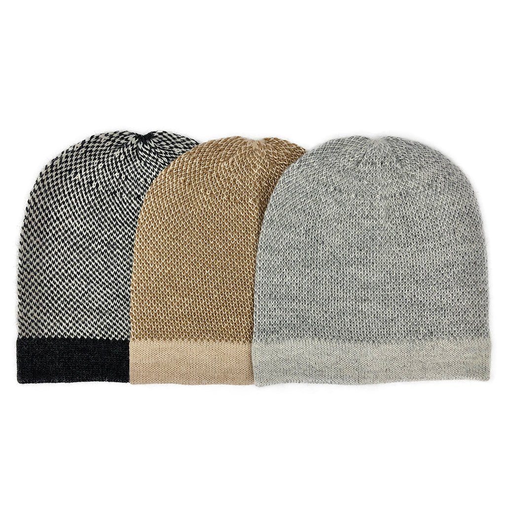 Camel Interwoven Alpaca Beanie - Cosas y Punto