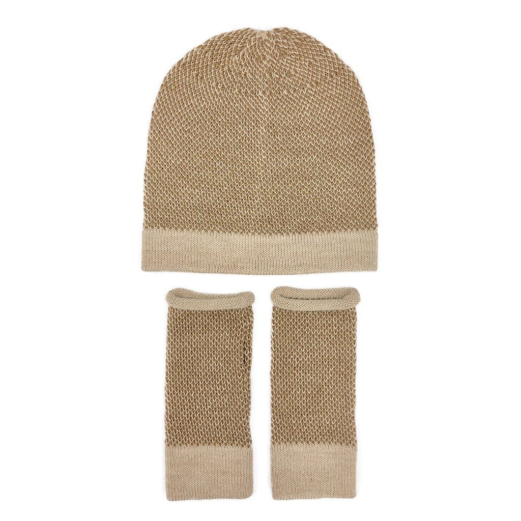 Camel Interwoven Alpaca Gloves - Cosas y Punto