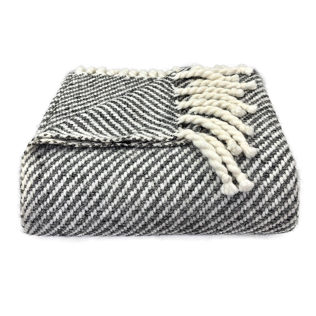 Chunky Black Stripe Alpaca Throw - Cosas y Punto