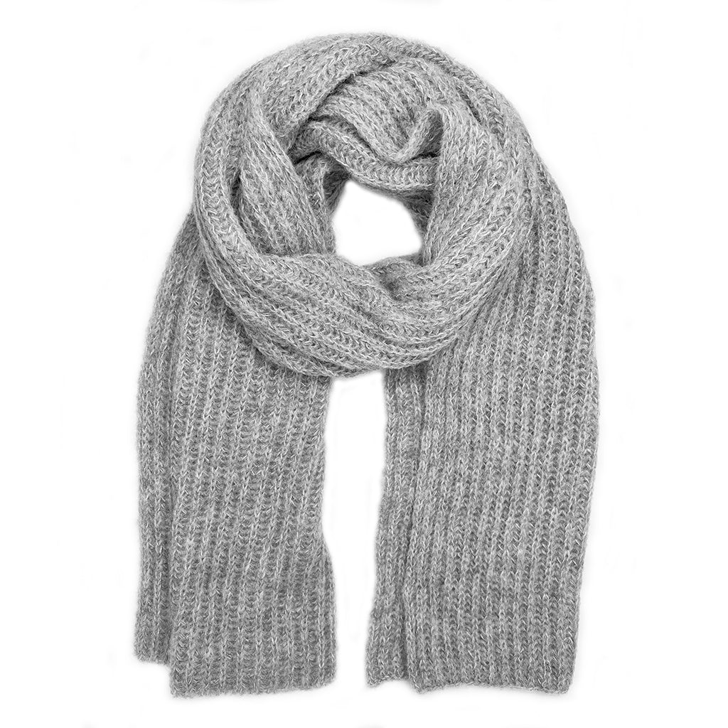 Chunky Gray Knit Alpaca Scarf - Cosas y Punto
