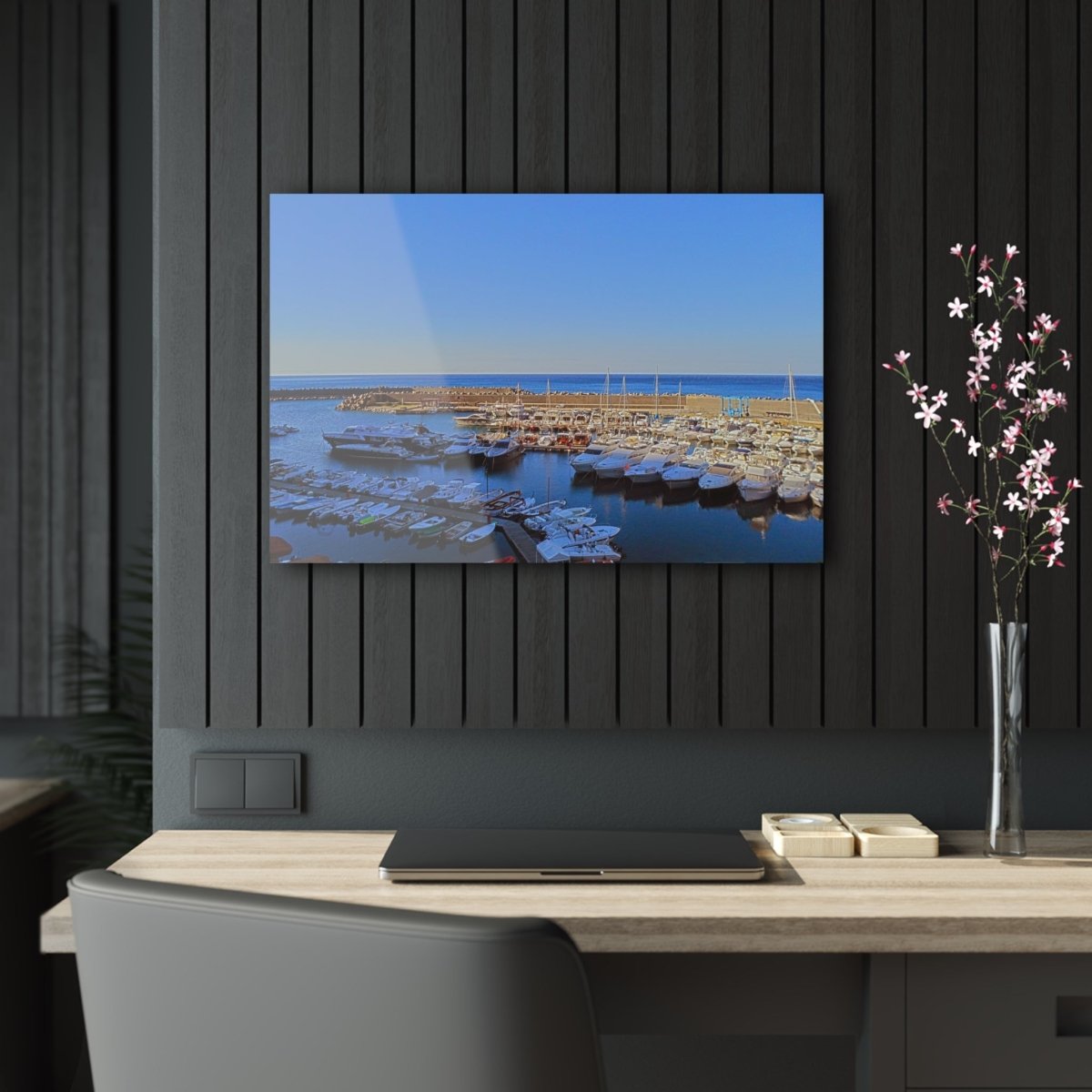 Marina in Maratea Bay on Acrylic Glass Wall Art - Cosas y Punto