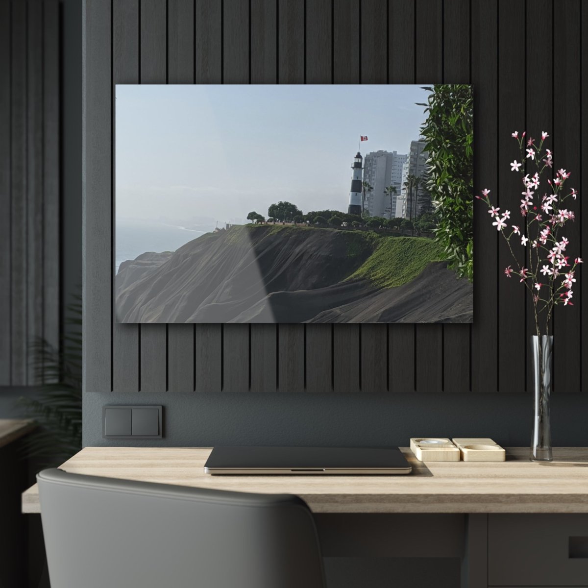 Miraflores Lighthouse in Lima Peru on Acrylic Glass Wall Art - Cosas y Punto