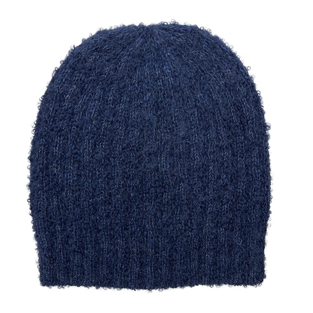 Navy Loop Knit Alpaca Beanie - Cosas y Punto