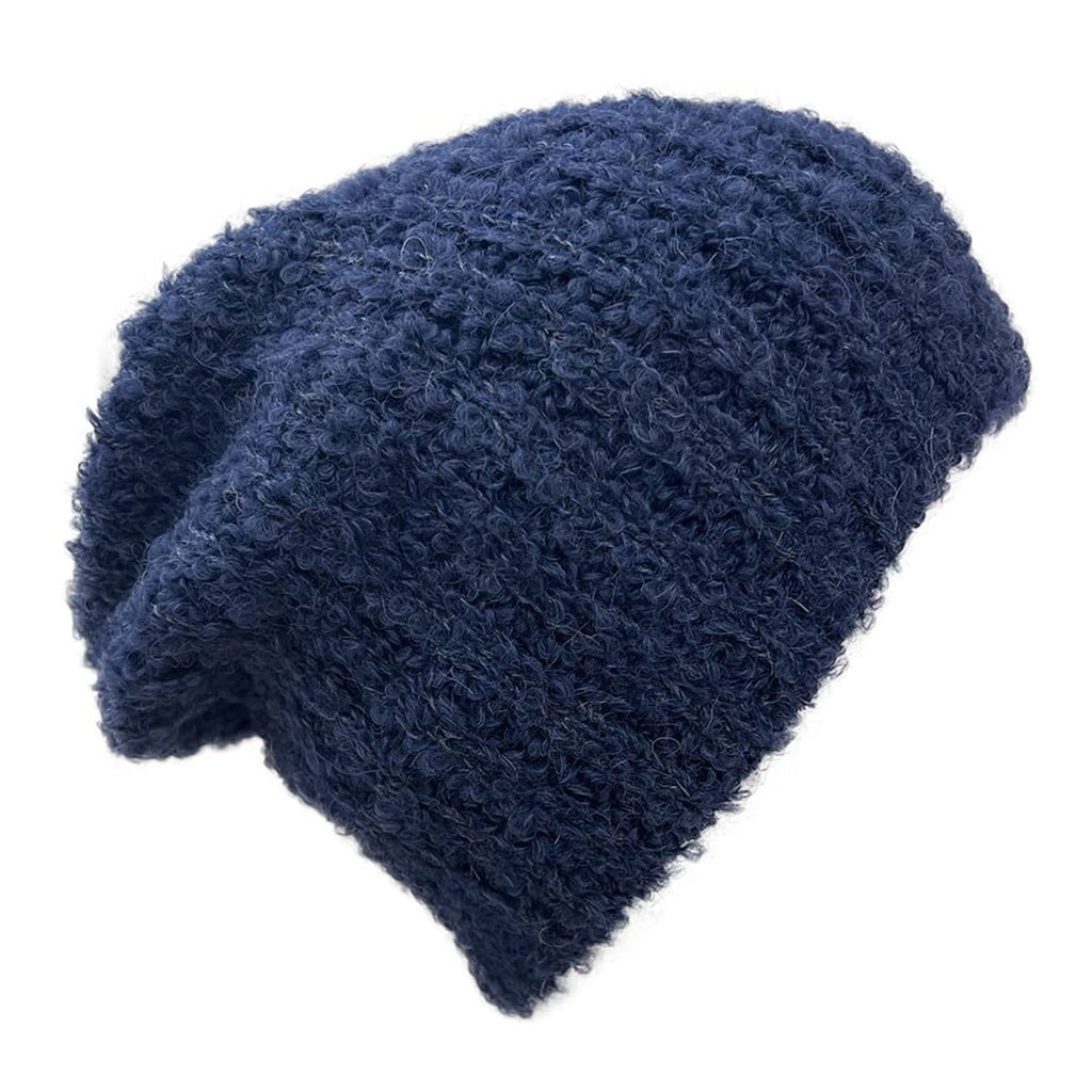 Navy Loop Knit Alpaca Beanie - Cosas y Punto