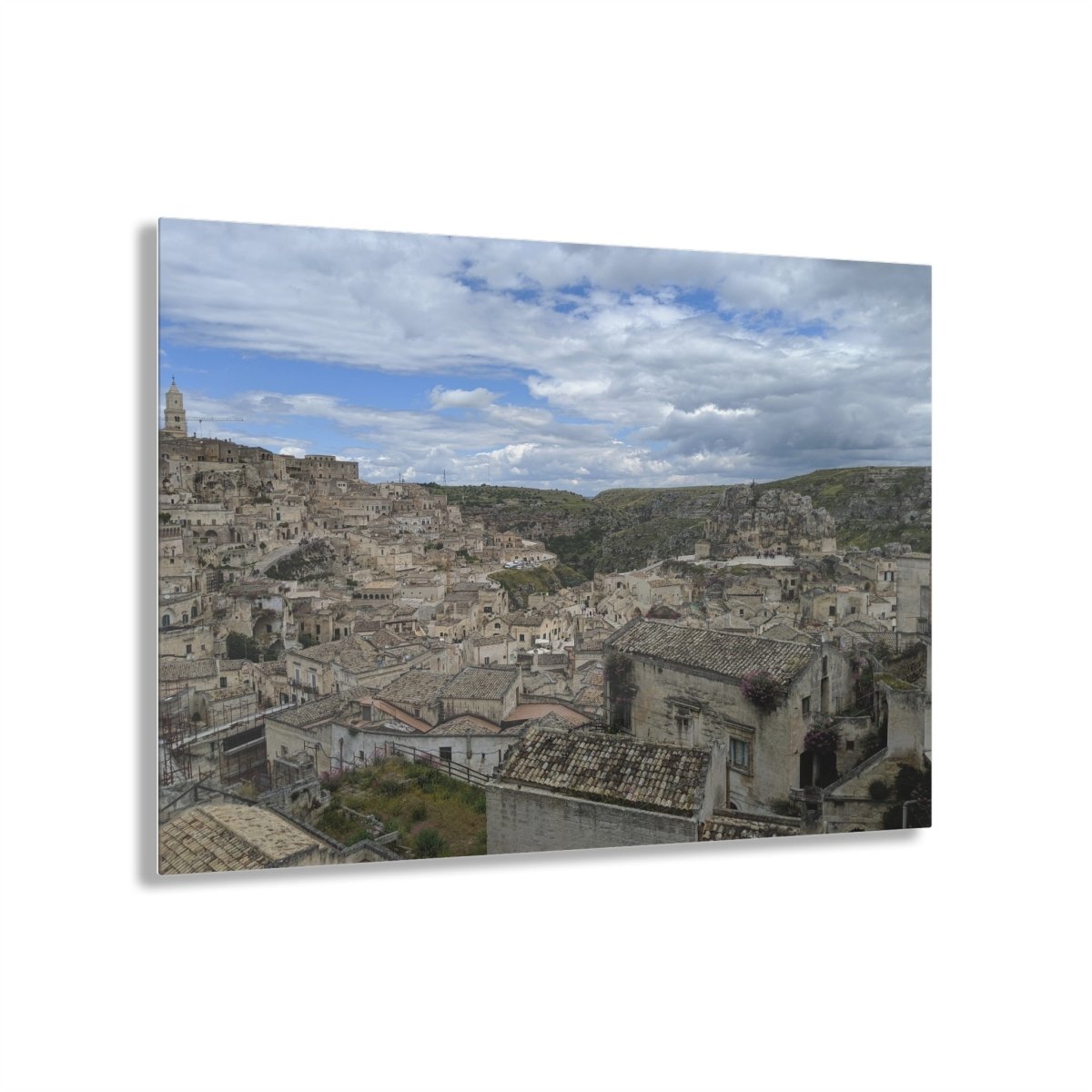 Overlooking Sassi di Matera on Acrylic Glass Wall Art - Cosas y Punto
