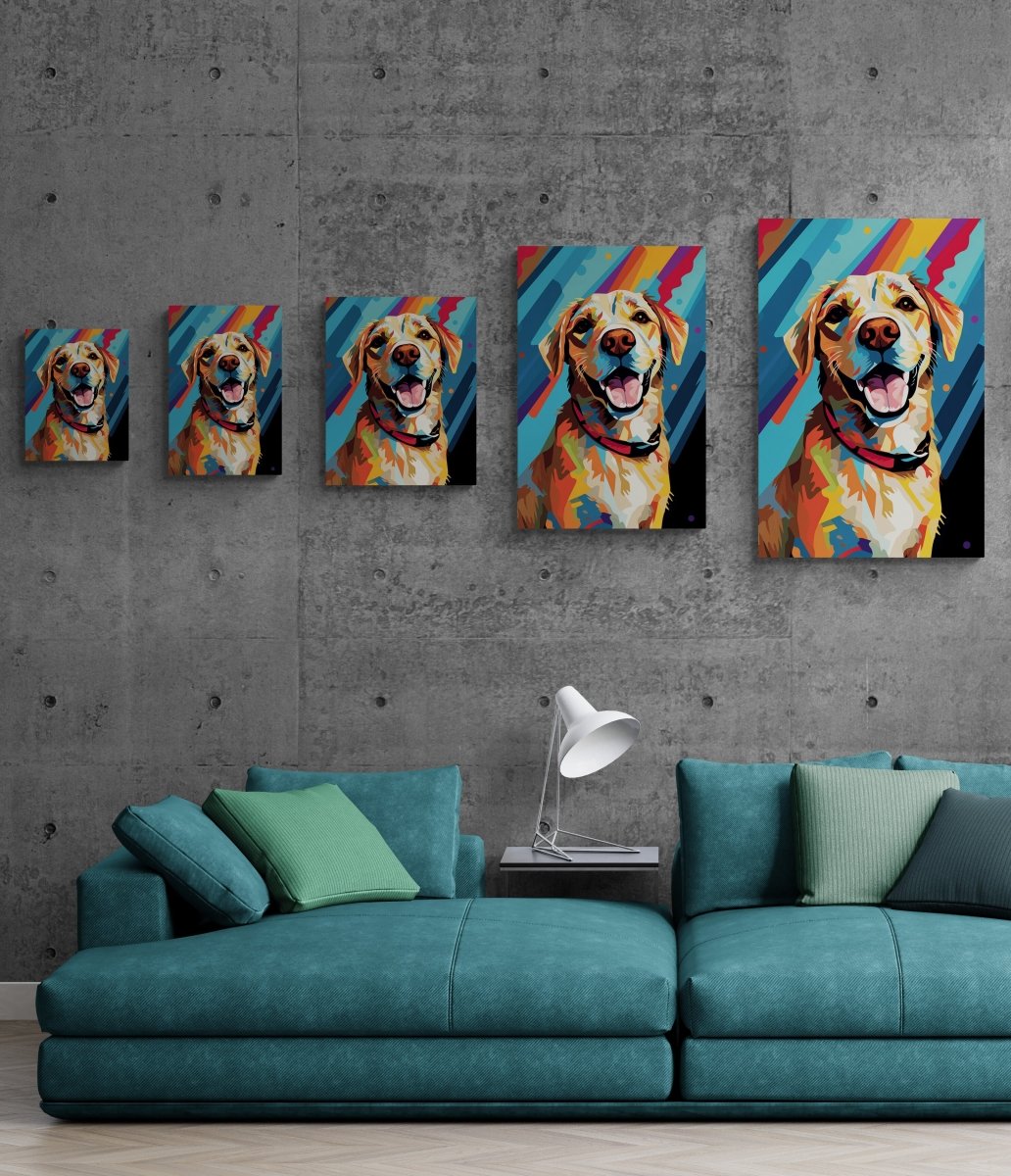 Pop Art Pup: A Cubist Canine Creation on Acrylic Glass Wall Art - Cosas y Punto