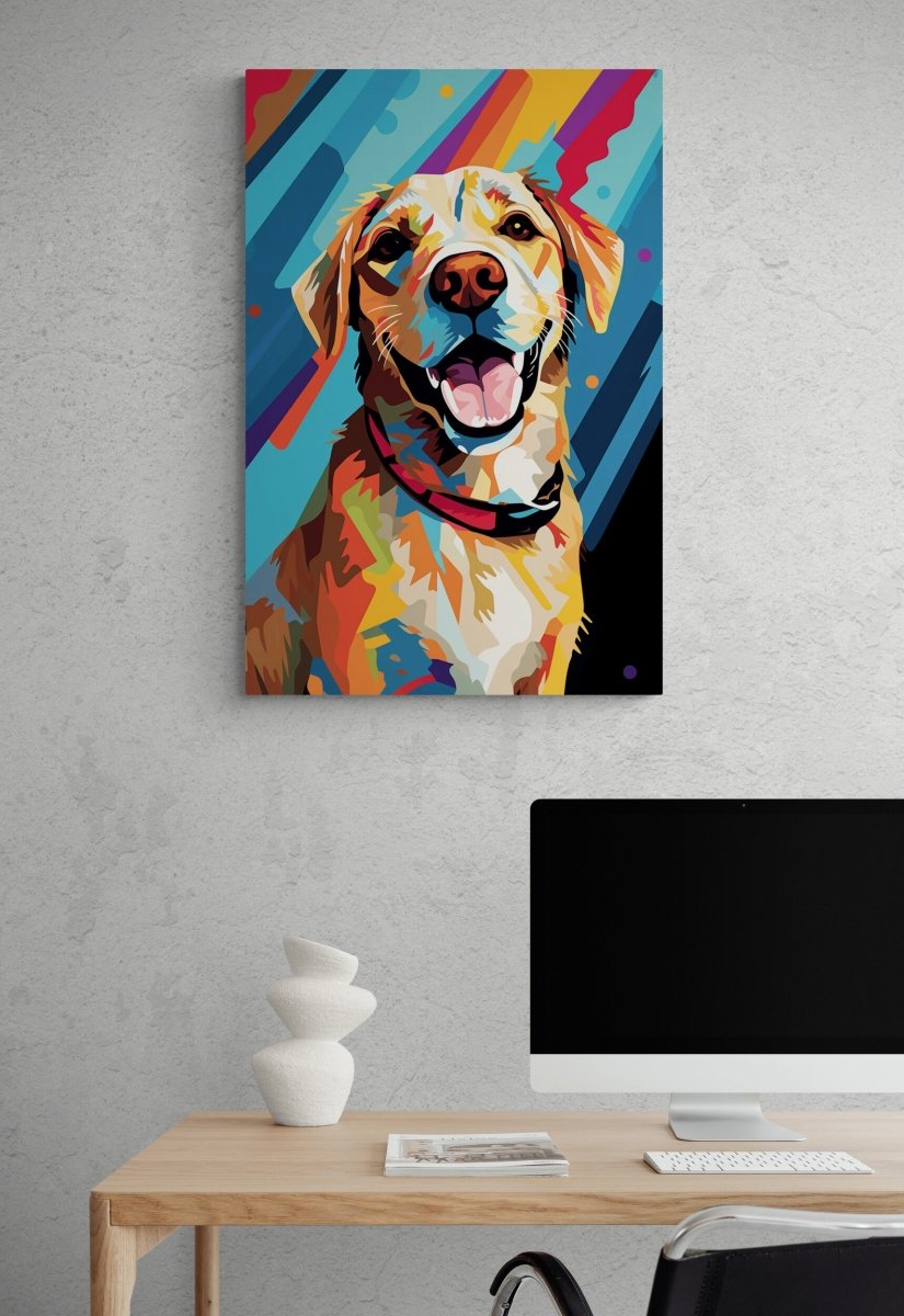 Pop Art Pup: A Cubist Canine Creation on Acrylic Glass Wall Art - Cosas y Punto