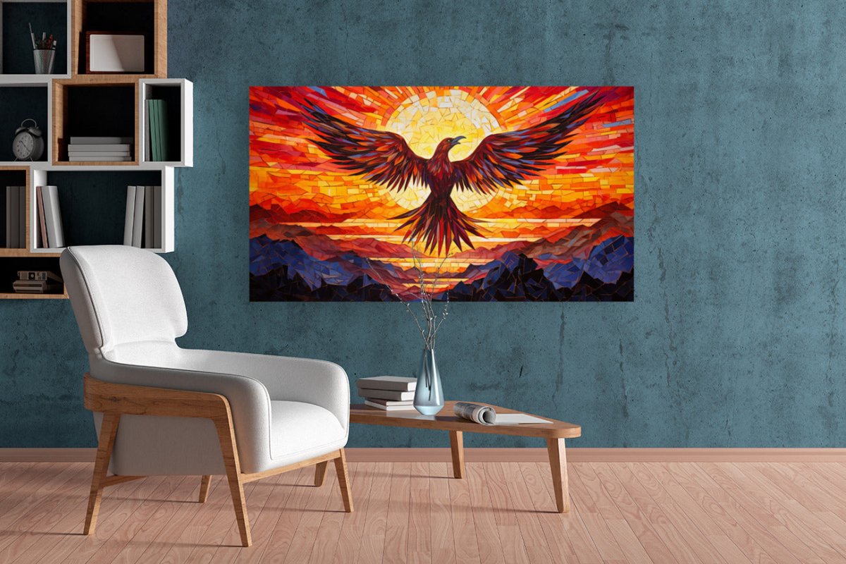 Resurgence of the Phoenix: Fiery Mosaic - Wall Art - Cosas y Punto
