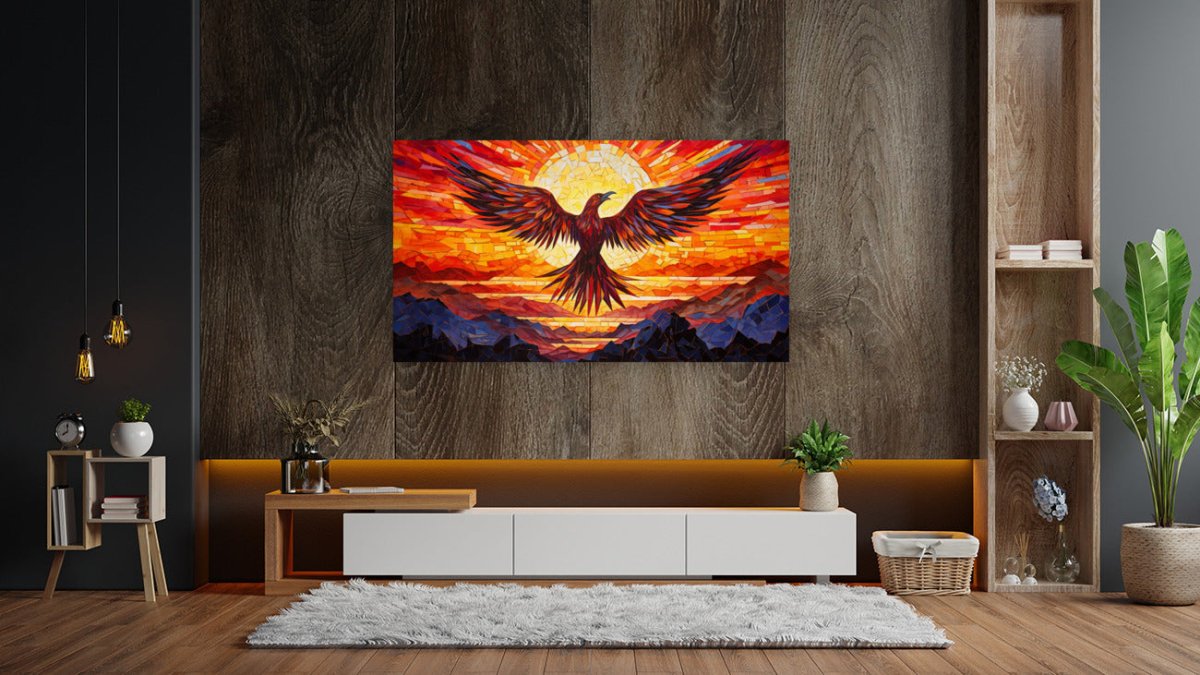 Resurgence of the Phoenix: Fiery Mosaic - Wall Art - Cosas y Punto