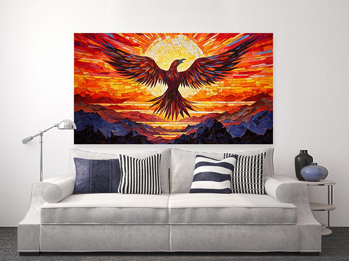 Resurgence of the Phoenix: Fiery Mosaic - Wall Art - Cosas y Punto