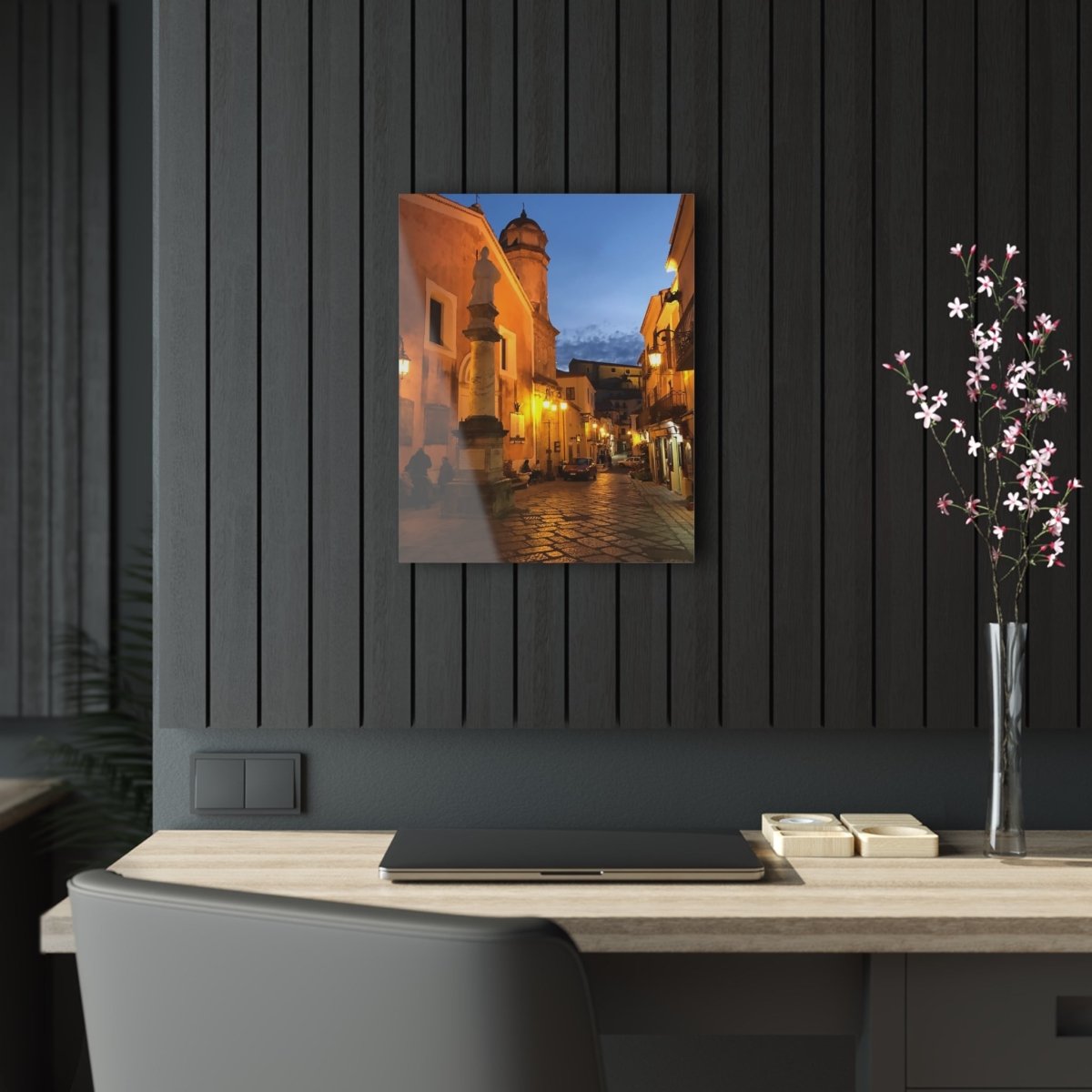Sarconi, Italy at night on Acrylic Glass Wall Art - Cosas y Punto