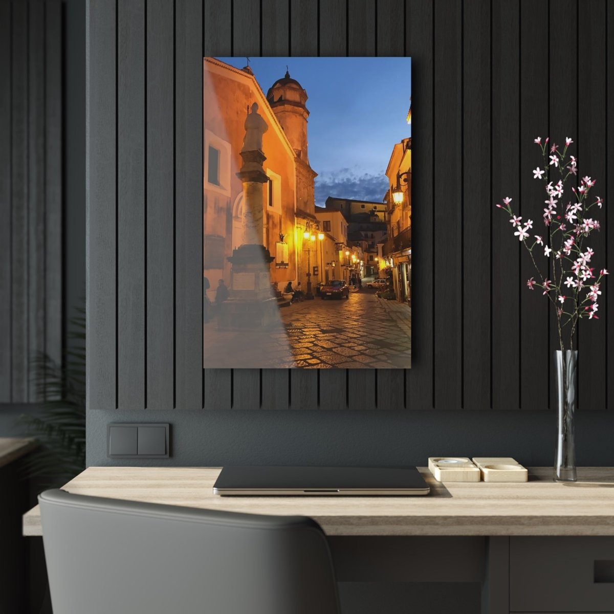 Sarconi, Italy at night on Acrylic Glass Wall Art - Cosas y Punto