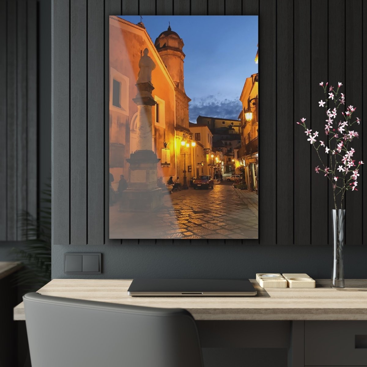 Sarconi, Italy at night on Acrylic Glass Wall Art - Cosas y Punto