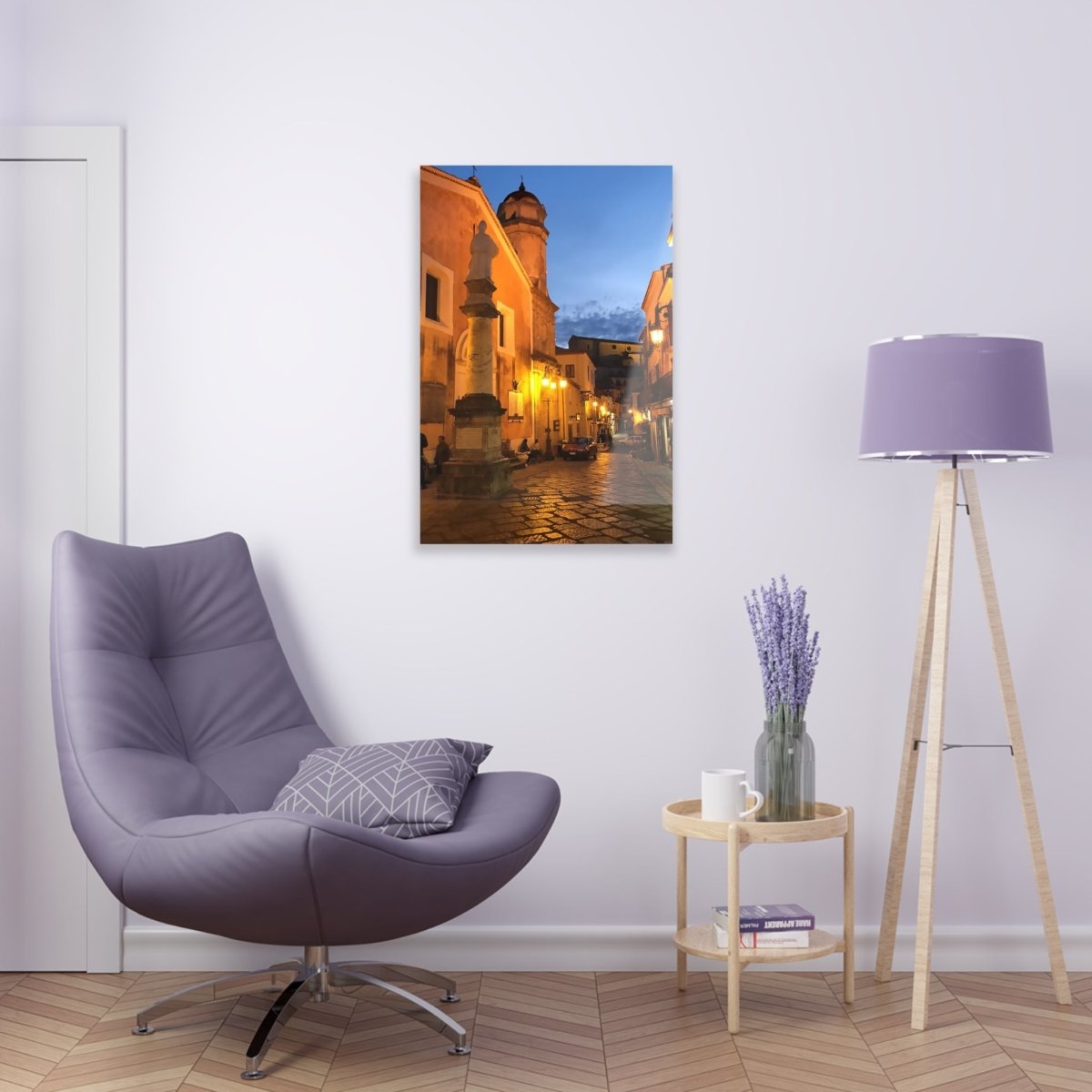 Sarconi, Italy at night on Acrylic Glass Wall Art - Cosas y Punto