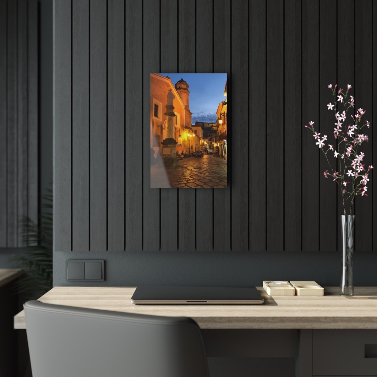 Sarconi, Italy at night on Acrylic Glass Wall Art - Cosas y Punto