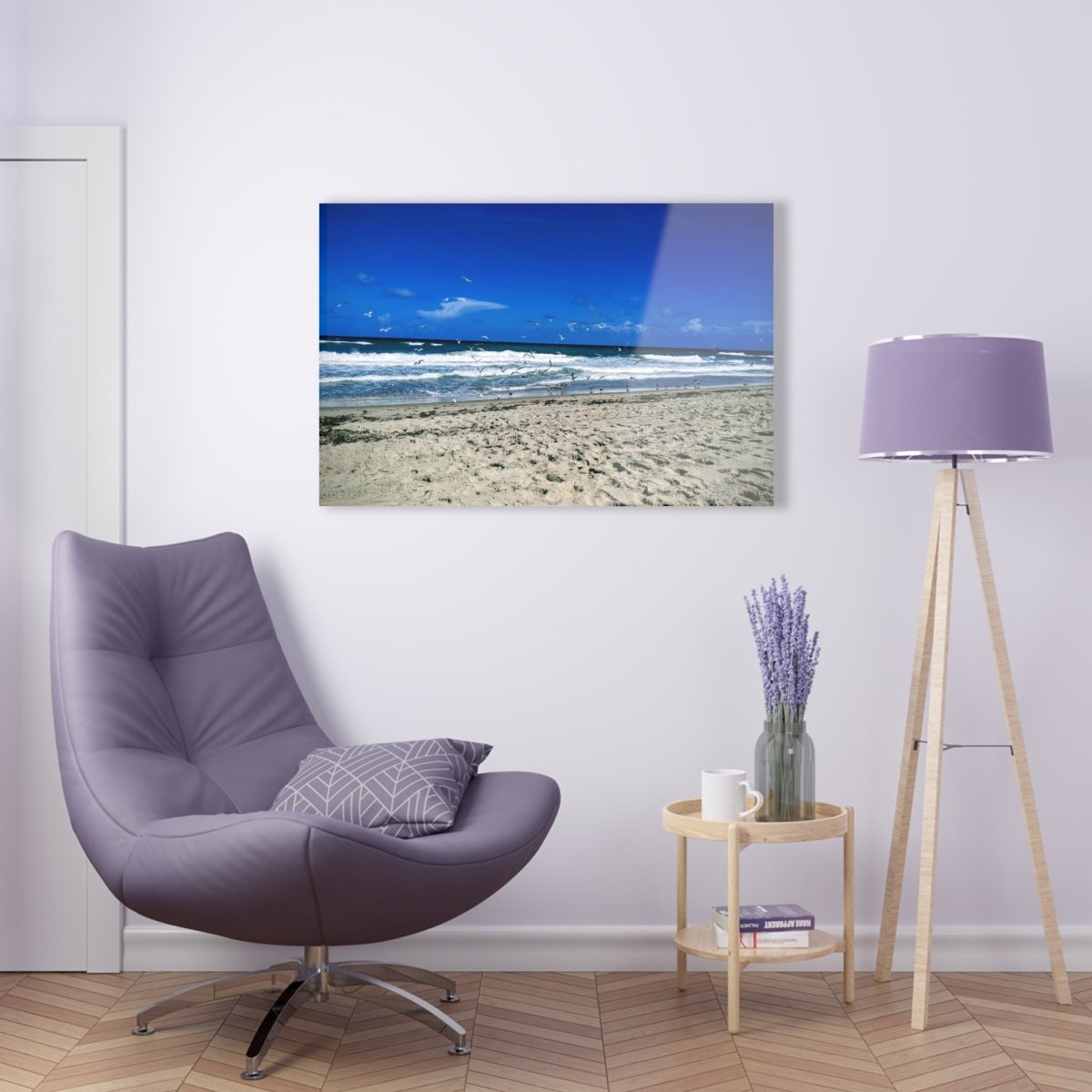 Seagulls on the beach on Acrylic Glass Wall Art - Cosas y Punto