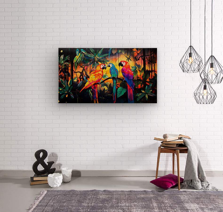 Tropical Rainforest Trio of Parrots - Cosas y Punto