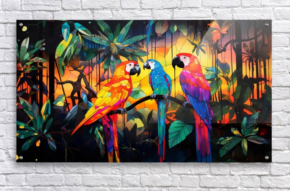 Tropical Rainforest Trio of Parrots - Cosas y Punto