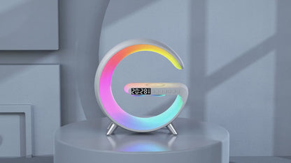 Wireless Charging Color Desk Lamp Alarm Clock with Bluetooth Speaker