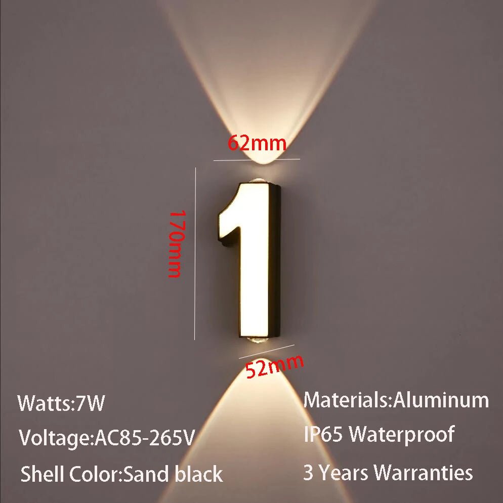 Sophisticated Modern Outdoor Wall Number Light – Waterproof & Stylish - Cosas y Punto