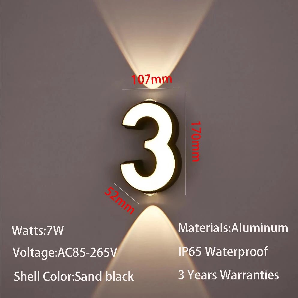 Sophisticated Modern Outdoor Wall Number Light – Waterproof & Stylish - Cosas y Punto