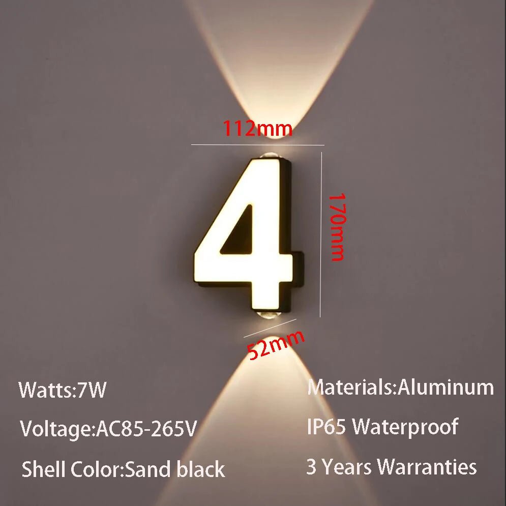 Sophisticated Modern Outdoor Wall Number Light – Waterproof & Stylish - Cosas y Punto