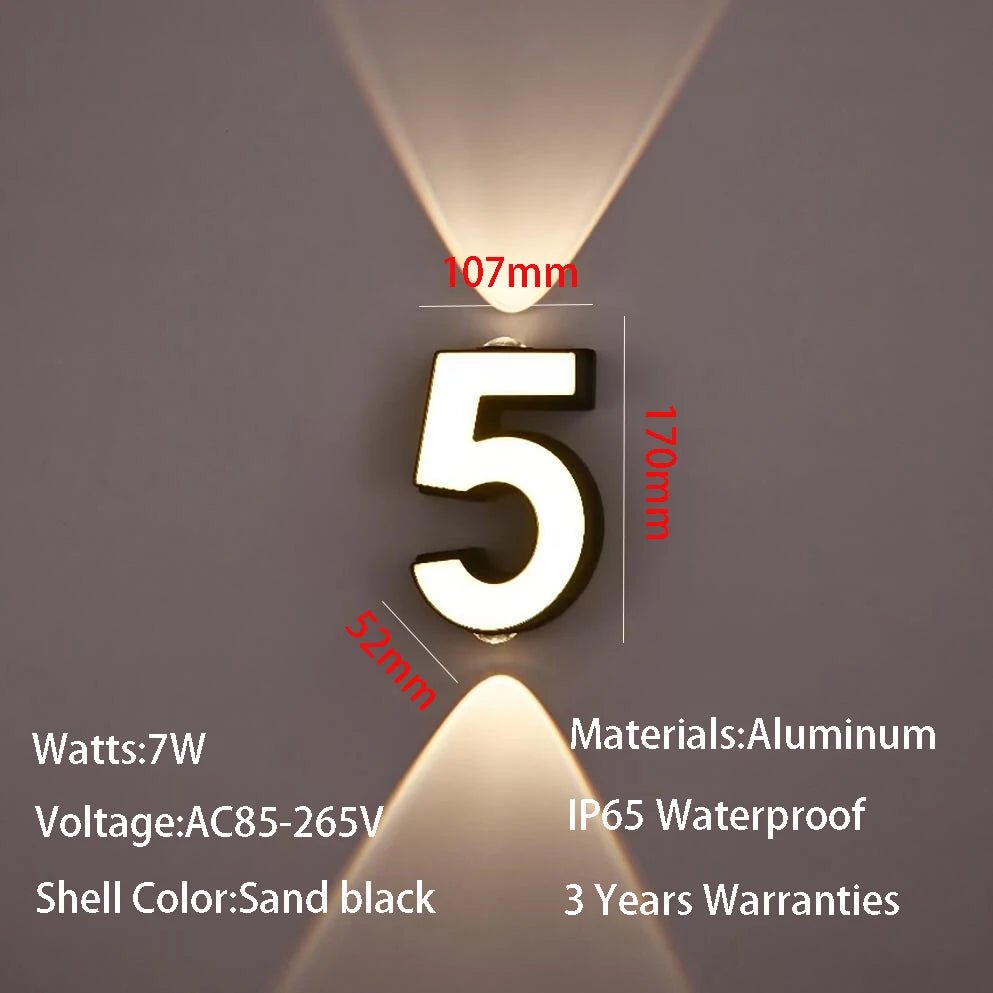 Sophisticated Modern Outdoor Wall Number Light – Waterproof & Stylish - Cosas y Punto