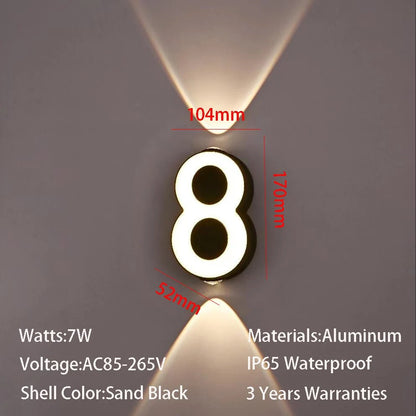 Sophisticated Modern Outdoor Wall Number Light – Waterproof & Stylish - Cosas y Punto