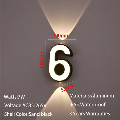 Sophisticated Modern Outdoor Wall Number Light – Waterproof & Stylish - Cosas y Punto