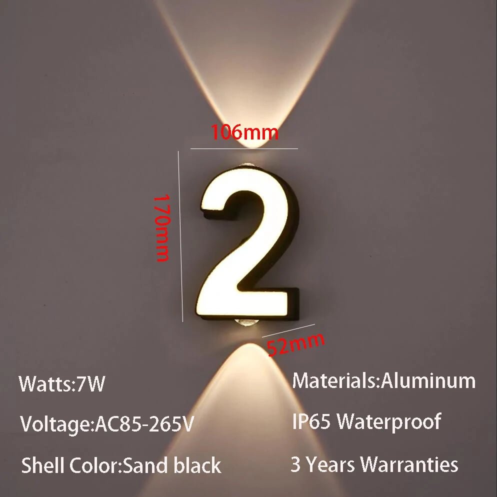 Sophisticated Modern Outdoor Wall Number Light – Waterproof & Stylish - Cosas y Punto