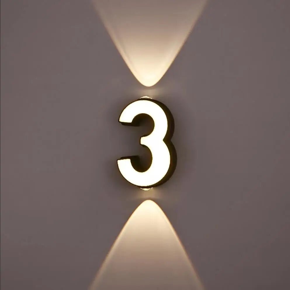 Sophisticated Modern Outdoor Wall Number Light – Waterproof & Stylish - Cosas y Punto