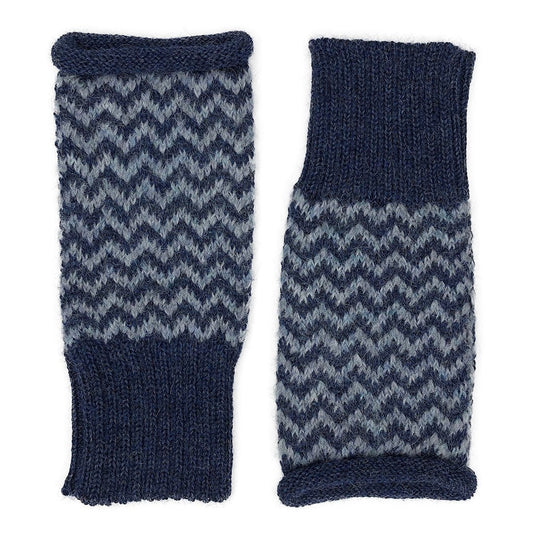 Azul Chevron Knit Alpaca Gloves - Cosas y Punto