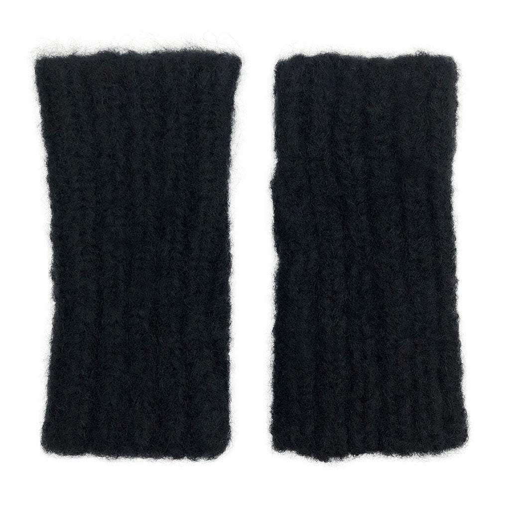 Black Ribbed Alpaca Gloves - Cosas y Punto