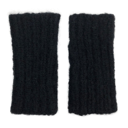 Black Ribbed Alpaca Gloves - Cosas y Punto